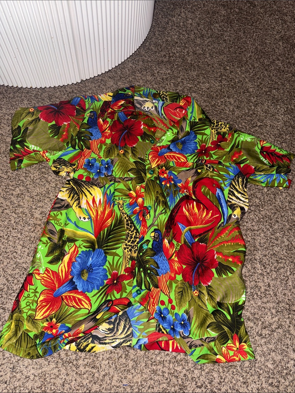 Men’s Tropical Jungle Animal Floral Button Up Shirt